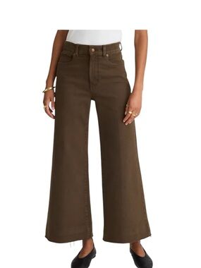 Madewell Flared Wide-Leg Crop Jeans mocha Brown stretch size 26/US size 2